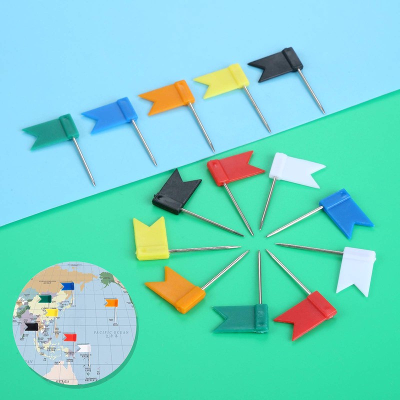 100pcs Flag Pins Map Tracking Carafe Drawing Supplies School Mixed