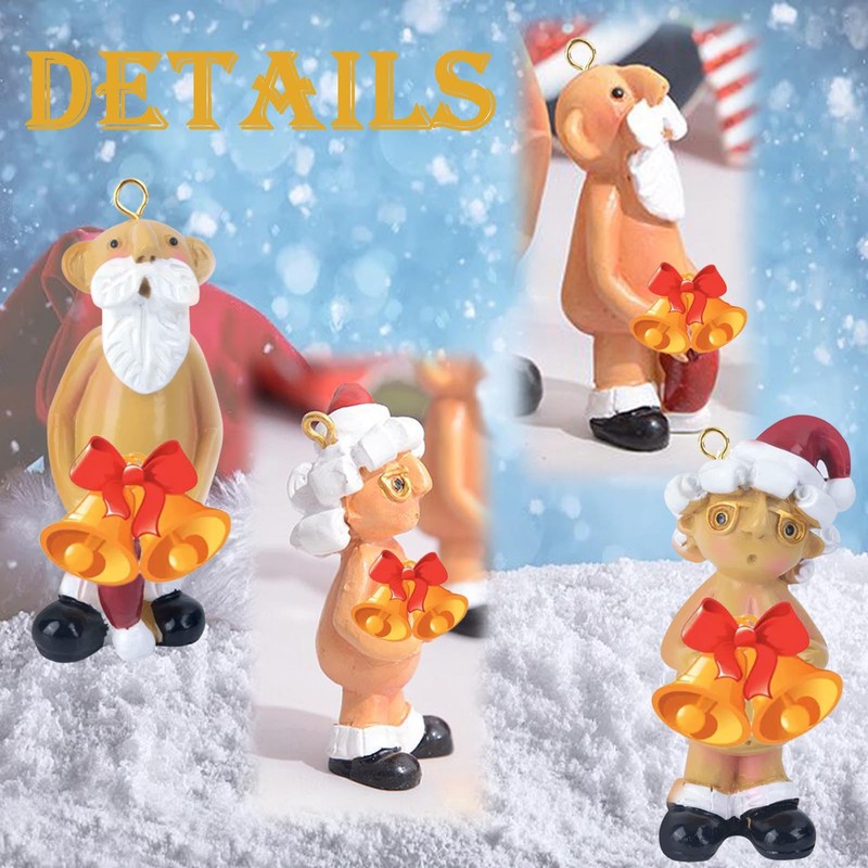 4PCS Xmas Decorations Naughty Santa Ornament Naughty Santa Tree Hanging