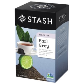 Stash Tea Earl Grey Black Tea - Caffeinated, Non-GMO Project Verified Premium Tea with No Artificial Ingredients, 20 Count (Pack of 6) - 120 Bags Total