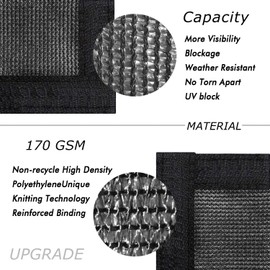 UPGRADE Privacy Screen Fence 170 GSM 90% Visibility Blockage 5'x30' Black Outdoor HDPE Mesh Panels for Deck,Balcony,Backyard,Patio with Zip Ties,Customized Avaliable，A072