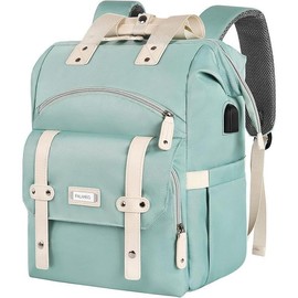 Jiefeike laptop backpack for school，travel， backpack for women, large computer backpack fits 17.3/15.6inch laptop with USB charging port RFID water resistant  for teacher/work/college/nurse/doctor/woman laptop backpack - Color: Greennew, Size: 17.3 inch