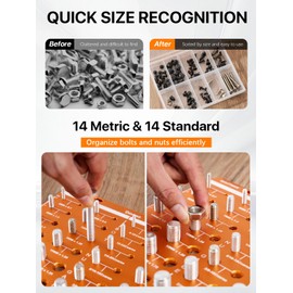 Thread Checker, Professional 28 Sizes Nut and Bolt Thread Checker, Premium14 Metric & 14 Standard Identibolt, Accurate Thread Gauge with Centimeters and Inches Scales on Both Sides