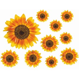 "Painted" Sunflower Flower Decals Car Stickers Graphics Nursery Wall Window Decorations Art 10 Pack (10)