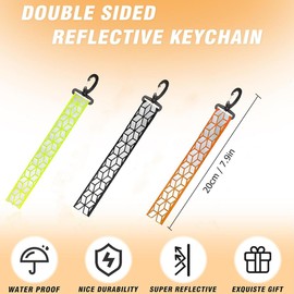 MANJIAMEI 6 Pcs Safety Reflectors Pendants, 3 Color Reflective Strap Bag Pendant Waterproof Reflective Keyring Hanging Keychain, Night Sport Cycling Walking Running Dog Walking Jogging Reflective Gear
