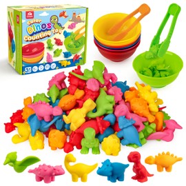 Coogam Counting Dinosaur Sorting Toy Set, Colour Matching Classification Game, Montessori Fine Motor Skills Skill Preschool Educational Montessori Learning Toy for 3 4 5 Years Old