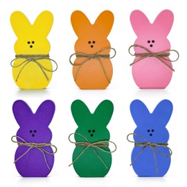 3 Pcs Easter Decorations, Wooden Easter Bunny Decor for Table Tray/Mantel Decorations, Spring Easter Decor for The Home (6 Pcs)