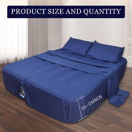 AEHISDHIE Air Mattress Sheets - 4 Pieces Set - Suitable for Inflatable mattresses 16 to 24 inch deep - can be inflated Without disassembly, Convenient, Sturdy, Easy to use air Bed Sheet(Blue，Queen)