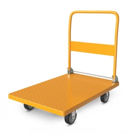 DNA MOTORING 990lbs Capacity Platform Hand Truck, 360 Degree Swivel Wheels Foldable Push Cart Dolly, Heavy Duty Folding Push Cart for Home, Workshop, Office, Warehouse, Yellow, TOOLS-00754