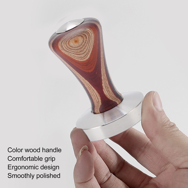 Colorful Wood Coffee Flat Tamper Stainless Steel Base Powder Hammer