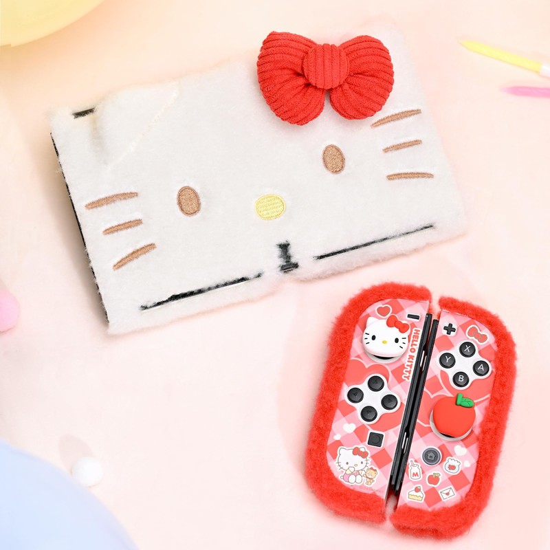 Plush Protective Case for Switch OLED,Kawaii Hard PC Slim Cover