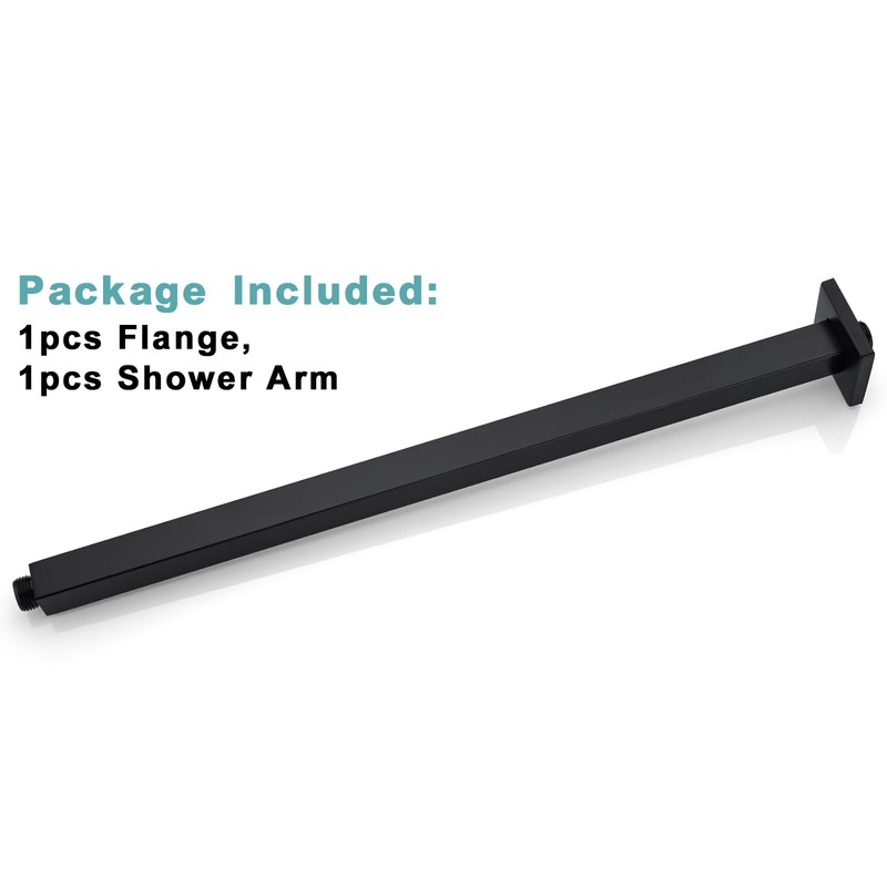 BESTILL 20 Inch Matte Black Ceiling Mount Shower Arm and