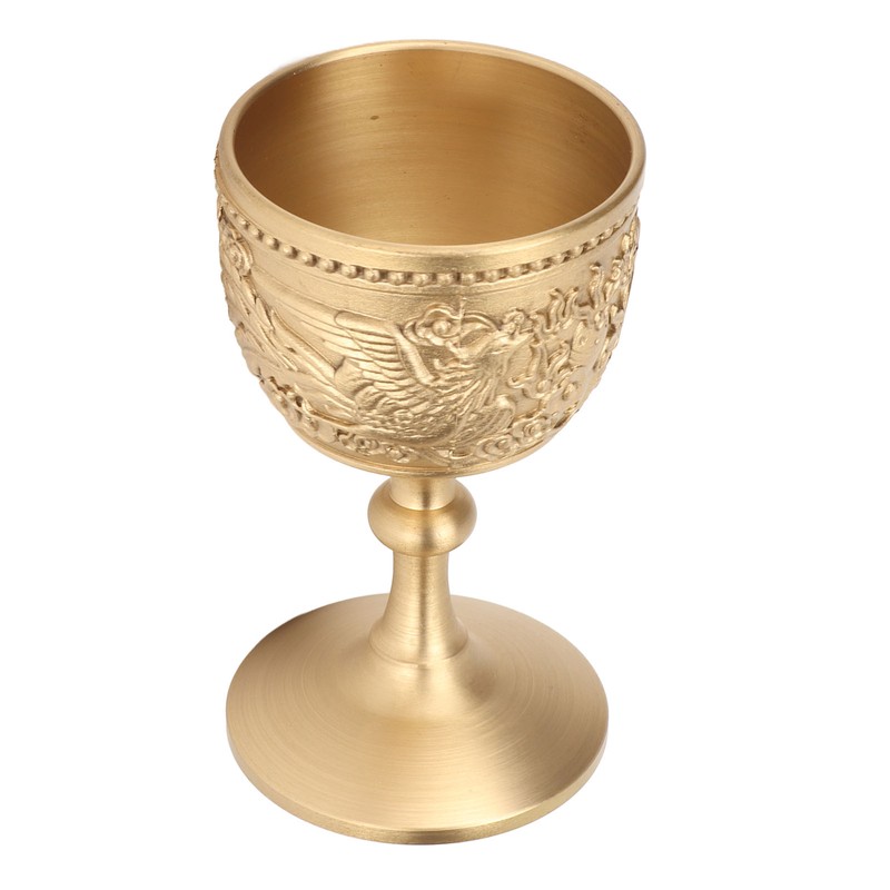 Gold Chalice Retro Embossed Style Thickened Brass Luxurious Elegant Luster