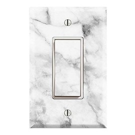 Graphics Wallplates - White Grey Marble Background Print - Single Rocker/GFCI Wall Plate Cover