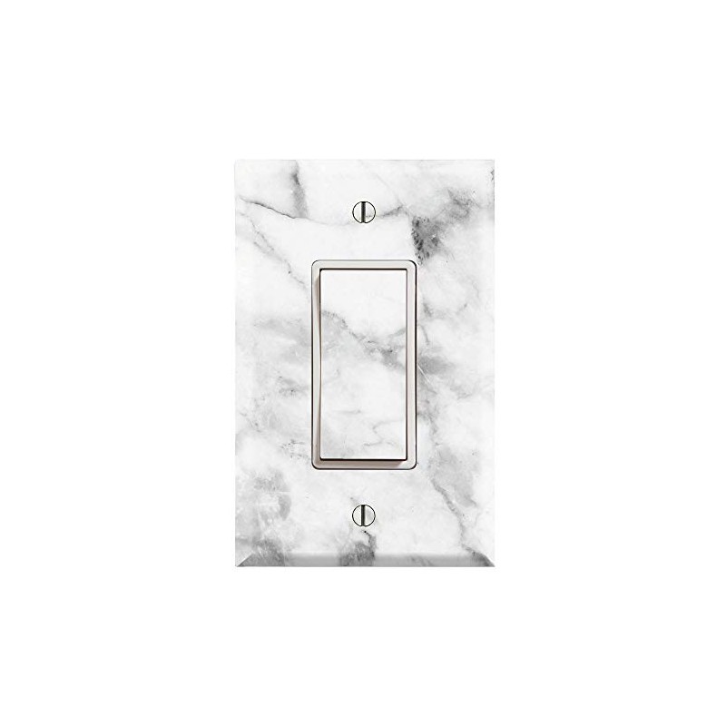 Graphics Wallplates - White Grey Marble Background Print - Single