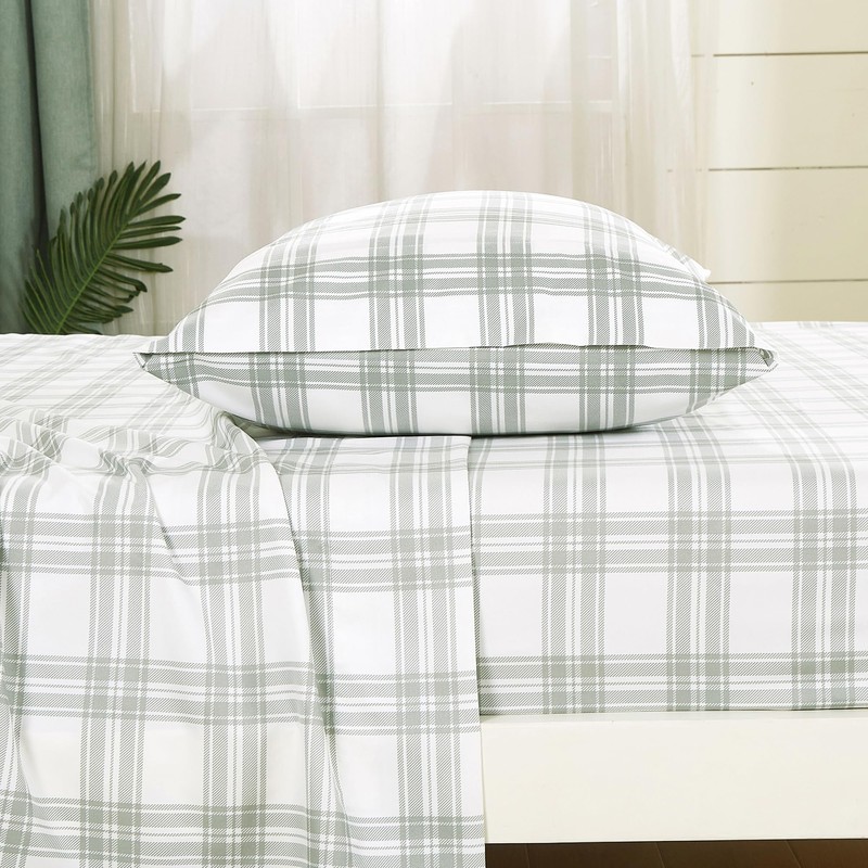 Chezmoi Collection 4-Piece Lodge Plaid Sheet Set Full Size -