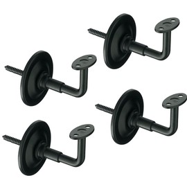 Pack of 4 Handrail Brackets | Robust and Durable Stair Railing | Wall Mounted | Steel | Colour: Matte Black | Box contents: Screws and Dowels