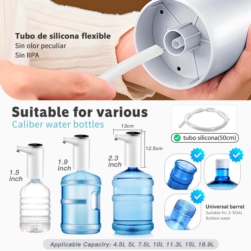 EASYSPEED Water Dispenser with Light, Electric and Portable for 5,8,10,12,13