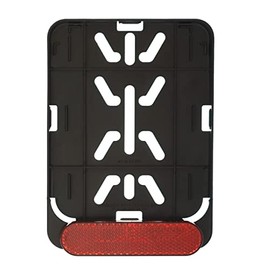 1x Kennzeichenhalter für Versicherungskennzeichen 135 x 110 mm (für Mofa - Roller - S-Pedelec - E-Bike - Moped - L-Krad - Leichkraftrad) (Schwarz (Unlackiert) Mit Refektor Rot)