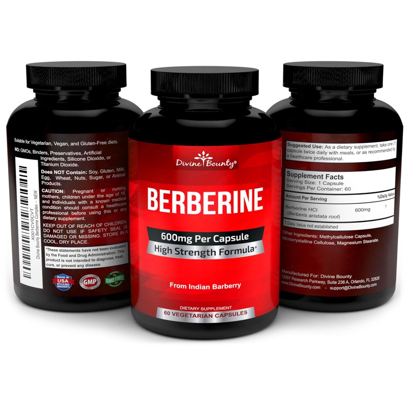 Divine Bounty Pure Berberine Complex - 600mg Per Capsule Berberine