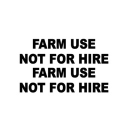 Farm Use Not For Hire Set of 2" Vinyl Decal Stickers Farm Equipment Signage Decals Sticker Set (BLACK, 1 Set)
