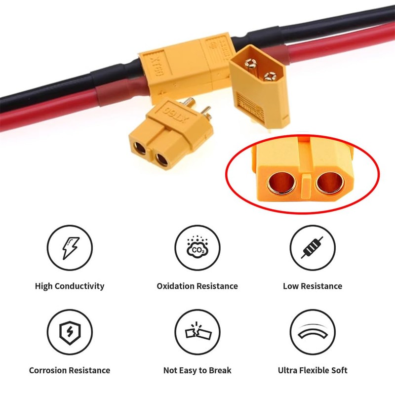 NFHK XT60 Female to Female 12AWG Extension Cable Connector for