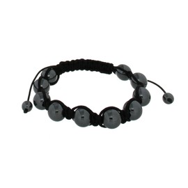 Black Shamballa Black Cord Haematite Beads Adjustable Bracelet of 19cm/7.5"