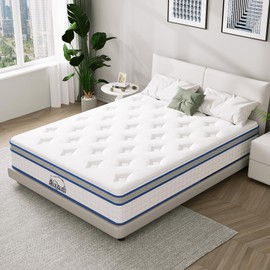 LAZYCAT Full Mattress, 10 Inch Full Size Hybrid Mattress in a Box, Gel Memory Foam with Individually Encased Pocket Coil, Medium Firm Feel, Motion Isolation, Fiberglass Free