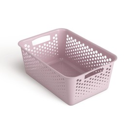 Storage Basket 10 L with Handles - BPA-Free - Organiser (37 x 26 x 17 cm / Pink) - Baskets for Bathroom Kitchen Bedroom Household Basket