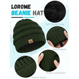 Winter Beanie Hat Scarf Gloves, Warm Fleece Knit Winter Hats Touch Screen Gloves Neck Scarf Set Winter Gifts for Unisex Adult Olive Drab