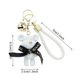 SYSYSYYASNL Resin Bear Key Ring, Key Carabiner with Bell, Keyring Girl, Best Friend Gifts, Gifts for Girlfriend, Sister, Colleague, Wife and Mother, White