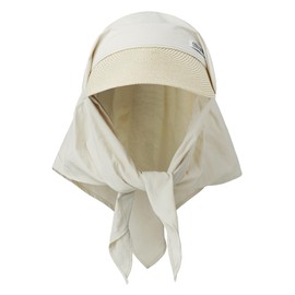 Croogo Straw Visor Hat Summer Outdoor Neck Shield Flap Visor Hat for Women Sun Protection Cap with Wide Brim Travel Fishing Beach Hat,Beige-SV2503