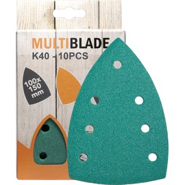 Multiblade Professional Velcro Sanding Sheets 100 x 150 mm, Pack of 10, Grit 40, 7 Holes, for Wood and Metal, Professional Quality, for Delta Sanders, Sanding Pads