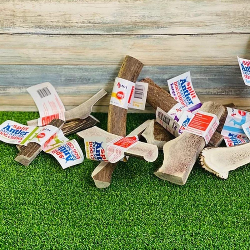 Antos 100% Natural SPLIT Antler Chews for Dogs. Pack of