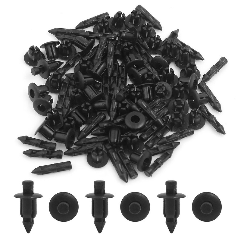 sourcing map 50 Stück schwarze Kunststoffnieten Spritzschutz-Befestigungsclips 6 mm für