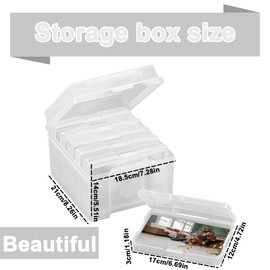 Photo Storage Box, Photo Storage Box, 4 x 6 Photo Organiser Made of Plastic, Photo Holder, Transparent Photo Organiser, Plastic Photo Storage Box, Plastic Picture Holder, 6 Compartments, Labels