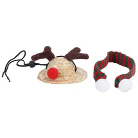 Bearded Dragon Santa Hat Cute Soft Scarf Adjustable Size Bright Colors Lizard Santa Hat with Scarf Green Scarf Small