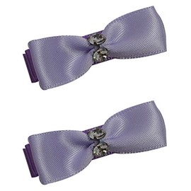 Mini Satin Hair Bow Set for Toddlers and Girls By Funny Girl Designs (Lavender)
