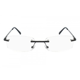 EYE ZOOM 3 Pack Classic Rectangluar Metal Frame Rimless Reading Glasses for Men and Women (Gunmetal +2.50)