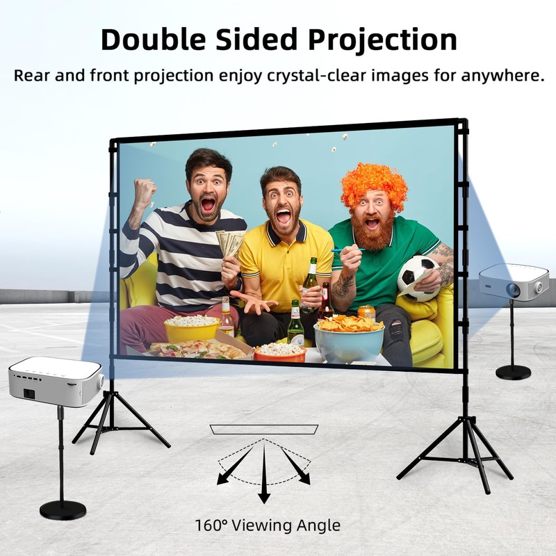 TOWOND 120 Inch Outdoor Projector Screen with Stand, Bolded 25mm
