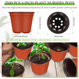Irenare 2500 Pcs 4 Inch Plant Nursery Pots Small Seed Starting Pots Seedling Plastic Plant Pot with Drainage Holes for Outdoor Indoor Planting Garden Flower Plant Container Cups Planter