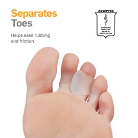 NatraCure Advanced Gel Toe Separator (w/Toe Loop) - Spacer, Corrector, Straightener to Cushion and Align Bent, Crooked, Overlapping Toes - Corns, Bunions - (1105-M CAT 2PK) - Size: Medium