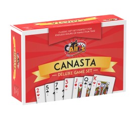 All7s Deluxe Canasta Game Set - Classic Card Game for Adults & Seniors - Large Print Cards, Rotating Tray & Scorepad - Gift for Families & Grandma