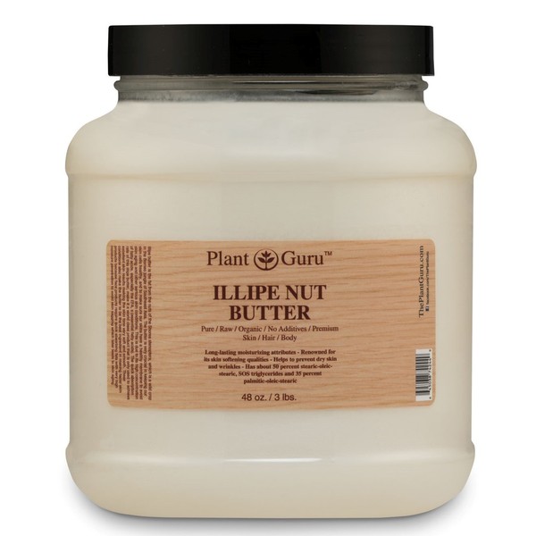 Illipe Nut Body Butter 3 lb. 100% Pure Raw Fresh Natural Cold Pressed. Skin Body and Hair Moisturizer, DIY Creams, Balms, Lotions, Soaps.