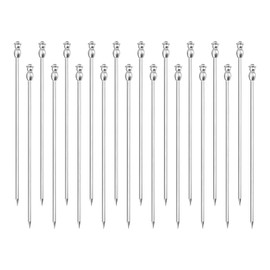 sourcing map Cocktail Toothpicks, 20Pcs 4.3 Inch Stainless Steel Long Cocktail Picks Reusable Metal Cocktail Skewer for Drink Appetizer Fruits
