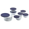 Pyrex Simply Store 14-Piece Round Glass Food Storage Set, Blue