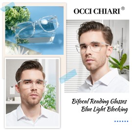 OCCI CHIARI Transition Bifocal Reading Glasses for Men XL Blue Light Blocking Readers 1.0x(100 150 200 250 300 350)