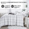 Andency White Grid Comforter Set Queen(90x90Inch), 3 Pieces (1 Plaid