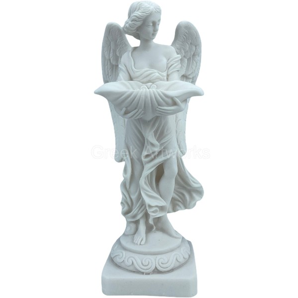The Angel of Baptism with shell Cast Marble Greek Sculpture Statue white