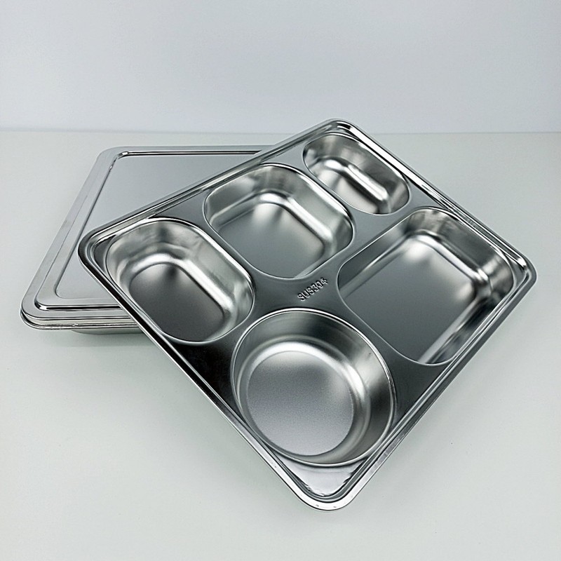 304 stainless steel 5-piece lid adult food plate / 304