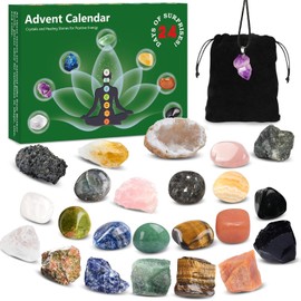 Advent Calendar 2024 Children for Crystal - 24 Days Christmas Calendar Countdown with Natural Gemstones, Scientific Christmas Gifts for Boys, Girls and Geology Enthusiasts